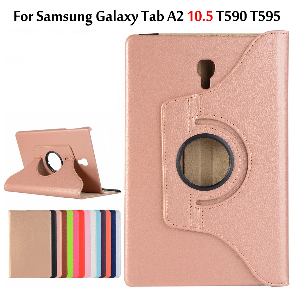  360 Degree Rotatable Leather Smart Case for Samsung Galaxy Tab A A2 10.5 2018 T590 T595 SM-T590 Awa - 33040647540