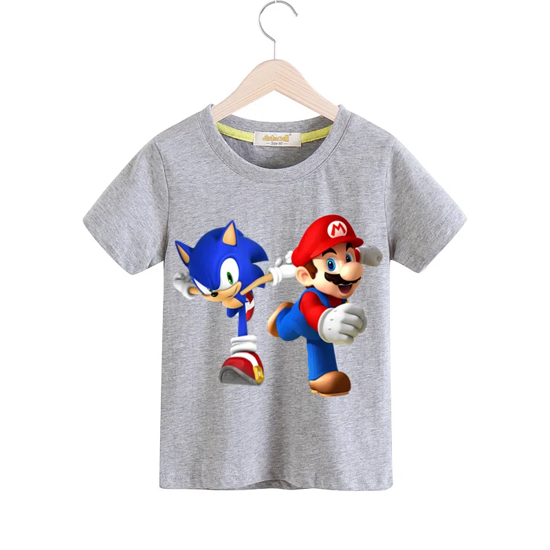 

Kids 3D Cartoon Funny Mario Print Tees Top Clothes Children Summer Clothing Baby Cotton Casual T-shirts Boys Girls Tshirts TX144