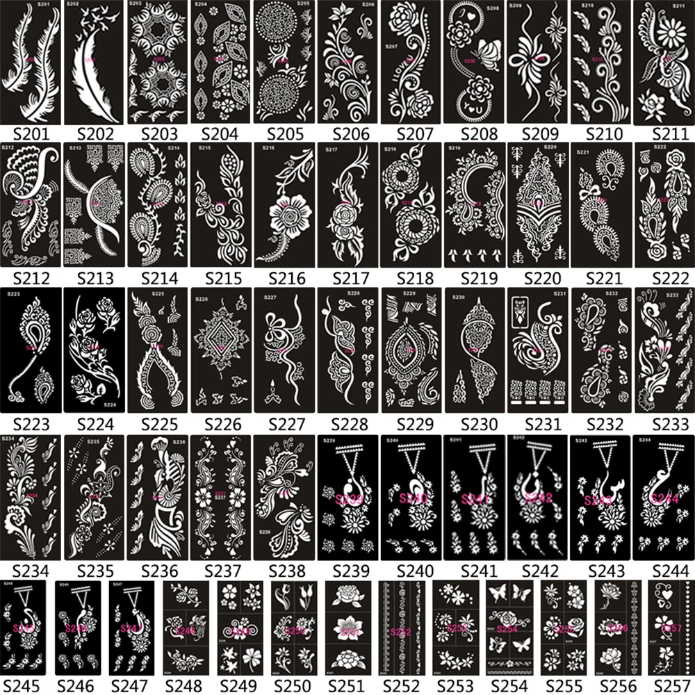 1 шт хна трафарет татуировки полый цветок лист для красоты женский боди-арт живопись дизайн черный цвет хна шаблон татуировки S262