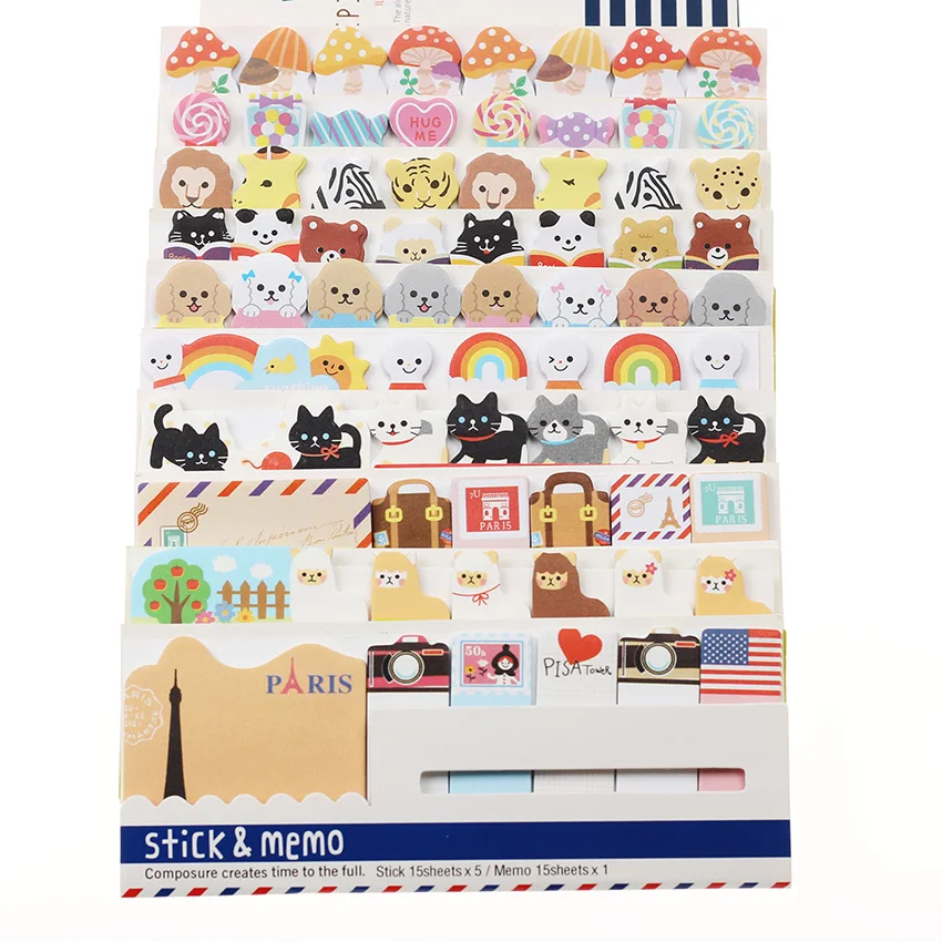 

1PC New Cute Funny Joy Stationery Sticker Bookmark Memo Pads Marker Point Flags Sticky Notes