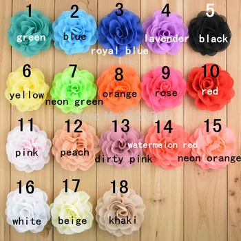

50 pcs/lot 3.1'' 3D Chiffon Rose Flower For Girls Headband Accessories DIY Fabric Headband Shoes Accessories