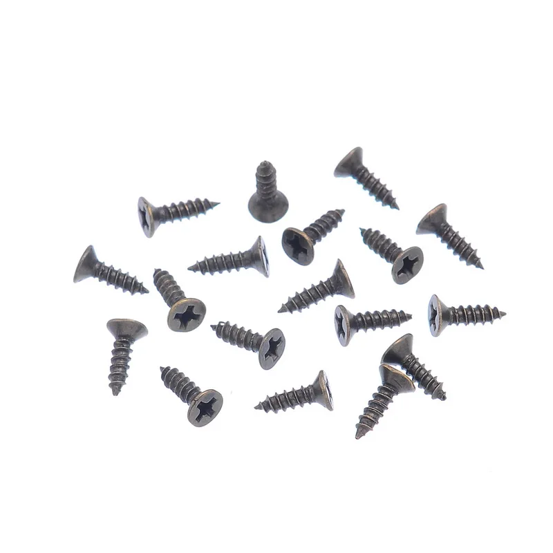 

500PCs Flat Round Head Phillips Screws Fit Hinges Recessed Countersunk Self-Tapping Screws Bronze Tone 6x2mm