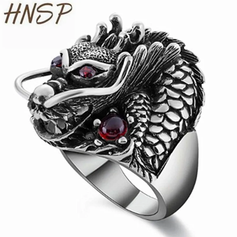 

HNSP Personality Dragon Ring For Men Punk Biker Finger rings male Anel
