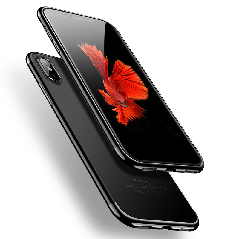 

Soft TPU Plating Case for iPhone 6 6S 7 8 Plus Soft Plating Frame Transparent Back Cover for iPhone XS Max XR Ultra Thin Case
