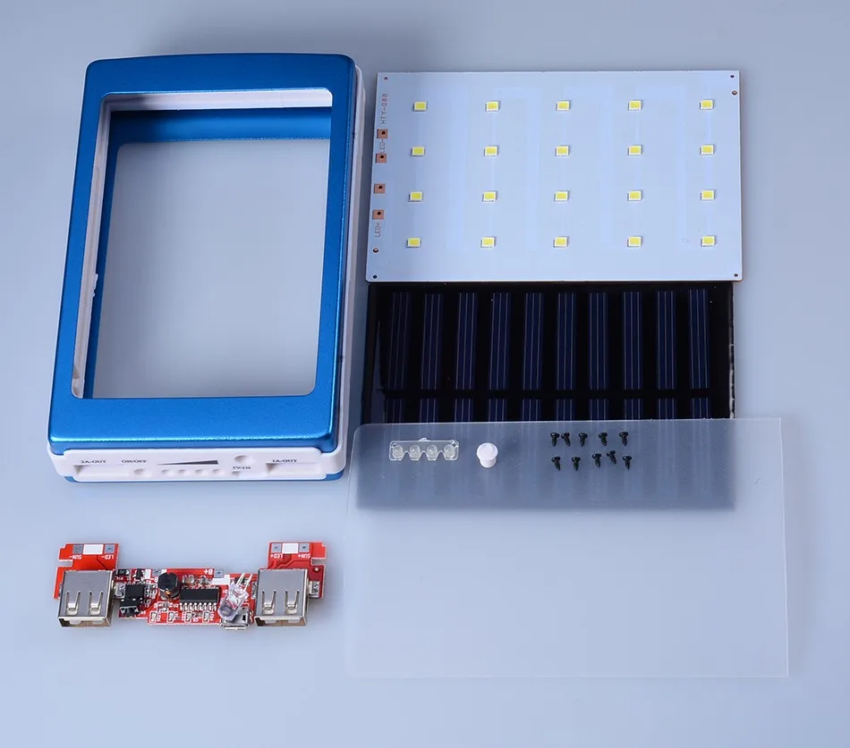 

5V PCBA Motherboard Universal Solar Power Bank Case DIY Box Dual USB 20Pcs LED 5x18650 Solar Powerbank DIY KIT(No Battery)
