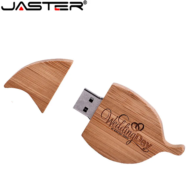 JASTER pendrive продвижение 5 шт. бесплатный логотип деревянная форма листа u-диск USB+ коробка USB 2,0 4 ГБ/8 ГБ/16 ГБ/32 ГБ/64 Гб флэш-накопитель