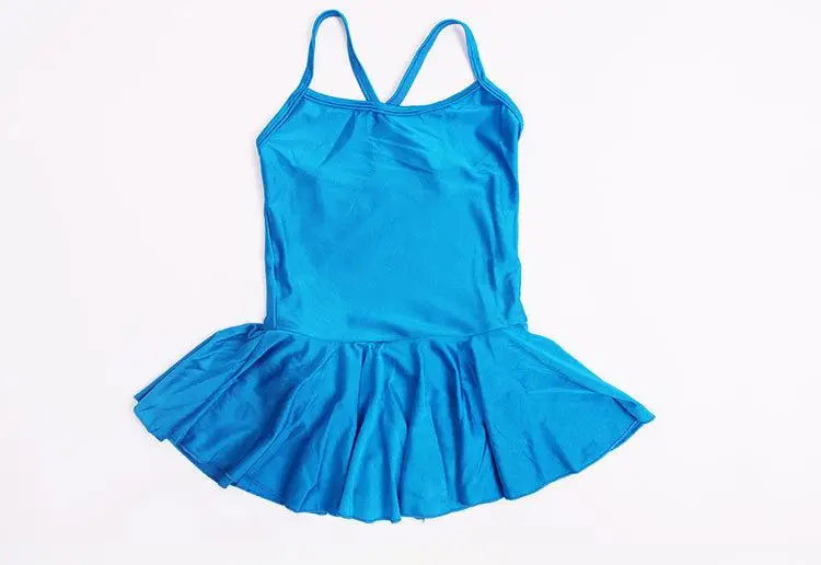 Детские танцевальные костюмы, балетная пачка, трико для танцевальной гимнастики, колготки, летнее платье с подтяжками - Цвет: Синий