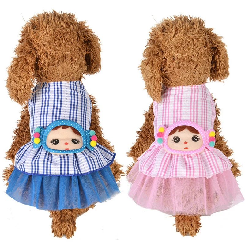 Летнее платье принцессы для собак; Милая Дизайнерская одежда для маленьких девочек; Одежда для маленьких и средних девочек; клетчатая юбка с принтом для домашних животных