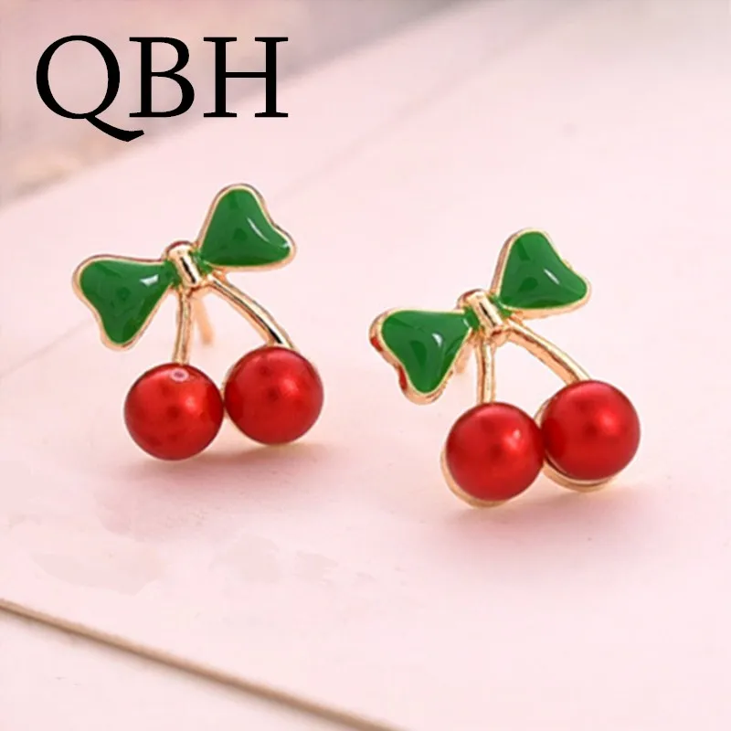 Женские серьги гвоздики вишня с красными вишнями|fashion stud earrings|stud earringsstud earrings for women