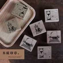 Винтажные песочные часы при свечах ПЕЧАТНАЯ МАШИНКА печать дерево и резиновое уплотнение Ретро бревно резиновый штамп декоративный дневник Escolar