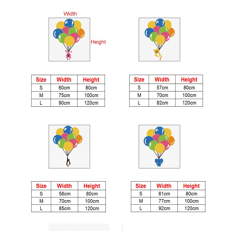 Цветной воздушный шар и котенок кролик слон дизайн акриловые наклейки на стену DIY Детский сад кафе украшение на стену, дверь, окно