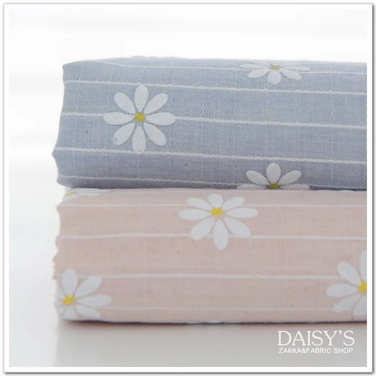 

50 X 140cm Cotton Linen Fabric Blending Variegated Yarn Dyed Jacquard Printing Clothing Handmade Cloth Floral 160g/m