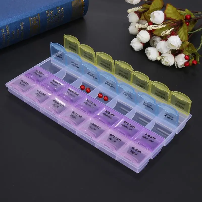 28 Compartments 7 days weekly Plastic Pills Box Portable Home Pills