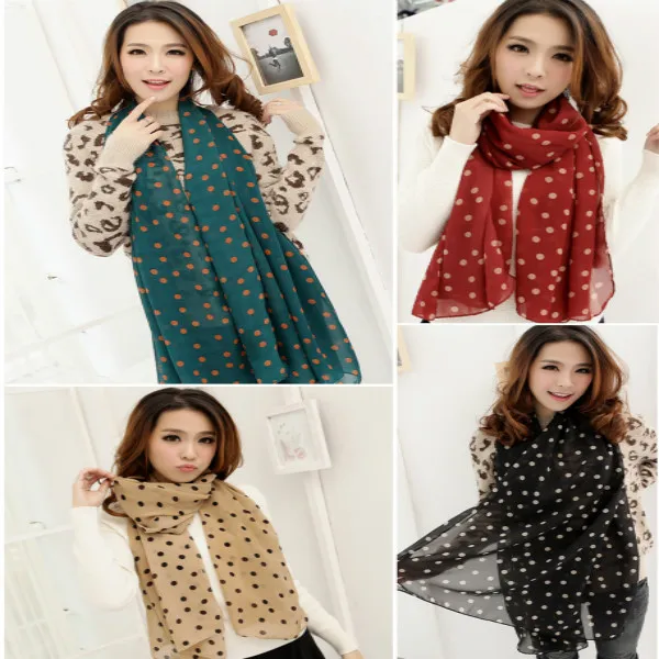 

spring autumn Women Lady Dots Spot Star Chiffon Headscarf Soft Shawl Scarf Neck Wrap