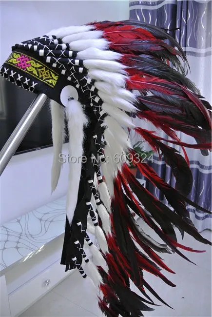 Женский головной убор с красными и черными перьями|costume prop|headdress photocostume roman |
