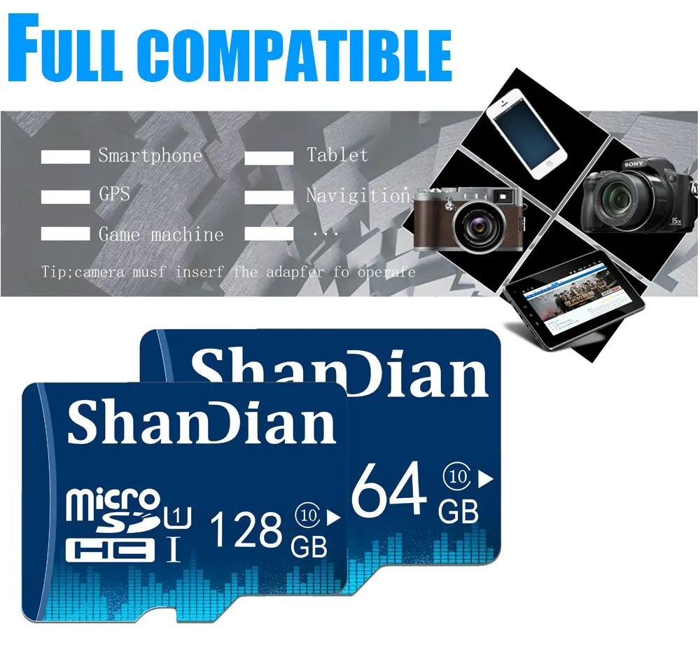 Карта памяти SHANDIAN Micro sd 8 ГБ 16 ГБ 32 ГБ mini sd 128 Гб 64 Гб Micro Sd карта cartao de memoria 64 ГБ TF карта с бесплатным адаптером