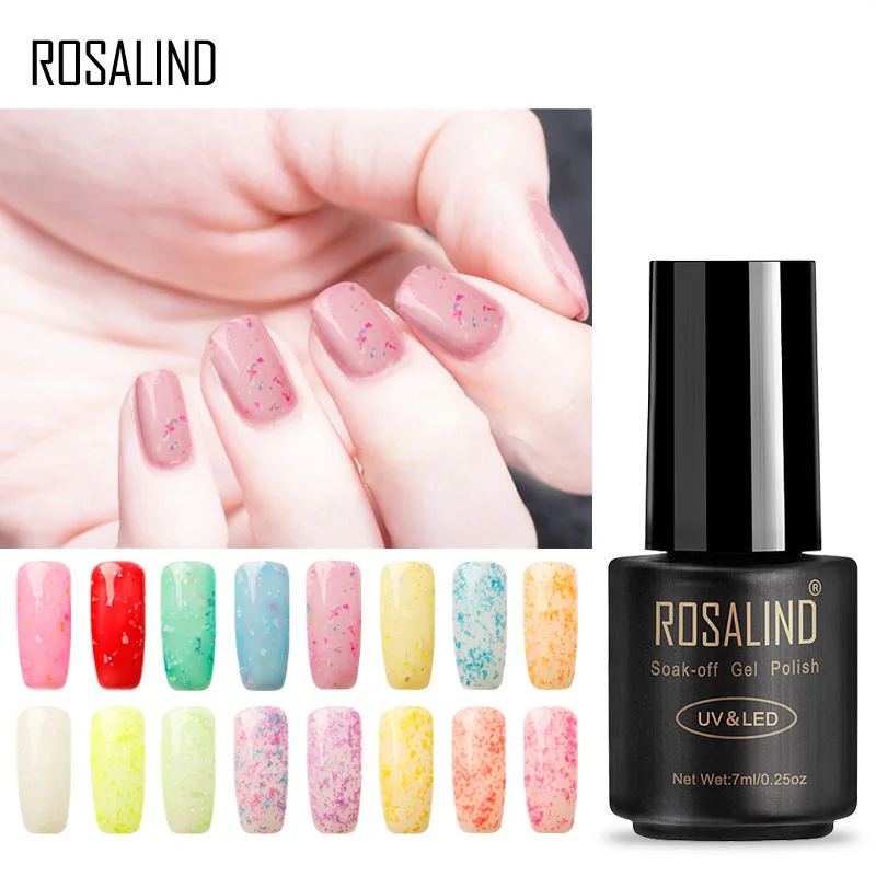 

ROSALIND 7ml Snowflake Nail Polish Glitter 24 Colors Nail Gel Polish LED UV Manicure Soak Off Base Top Coat Nail Art Gel Varnish