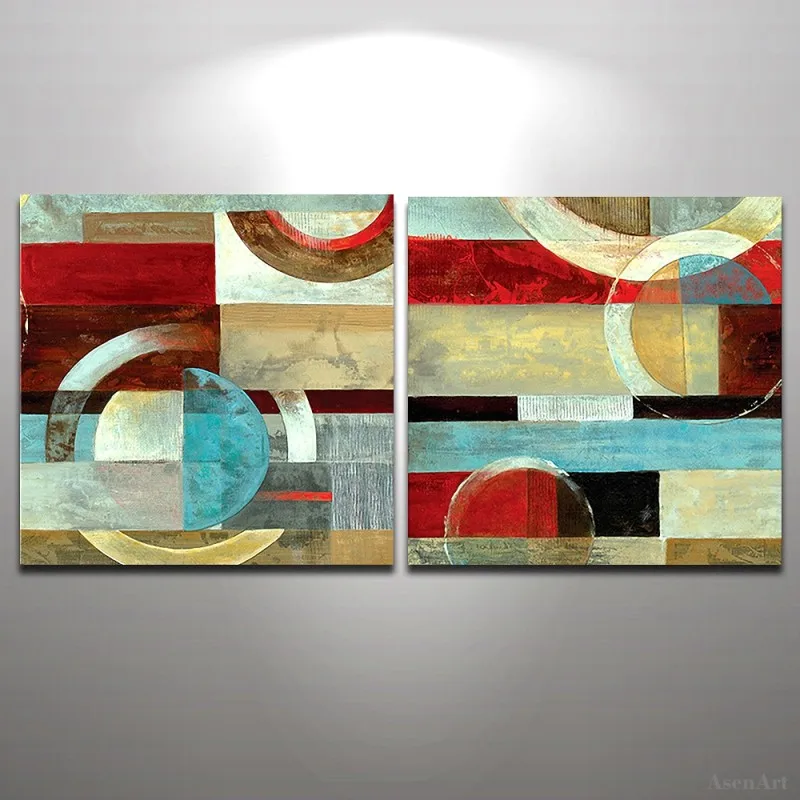 

2 Pieces Hand Painted Abstract Oil Painting Modern Wall Art Picture on Canvas for LIving Room Home Decor Wall Painting No Frame