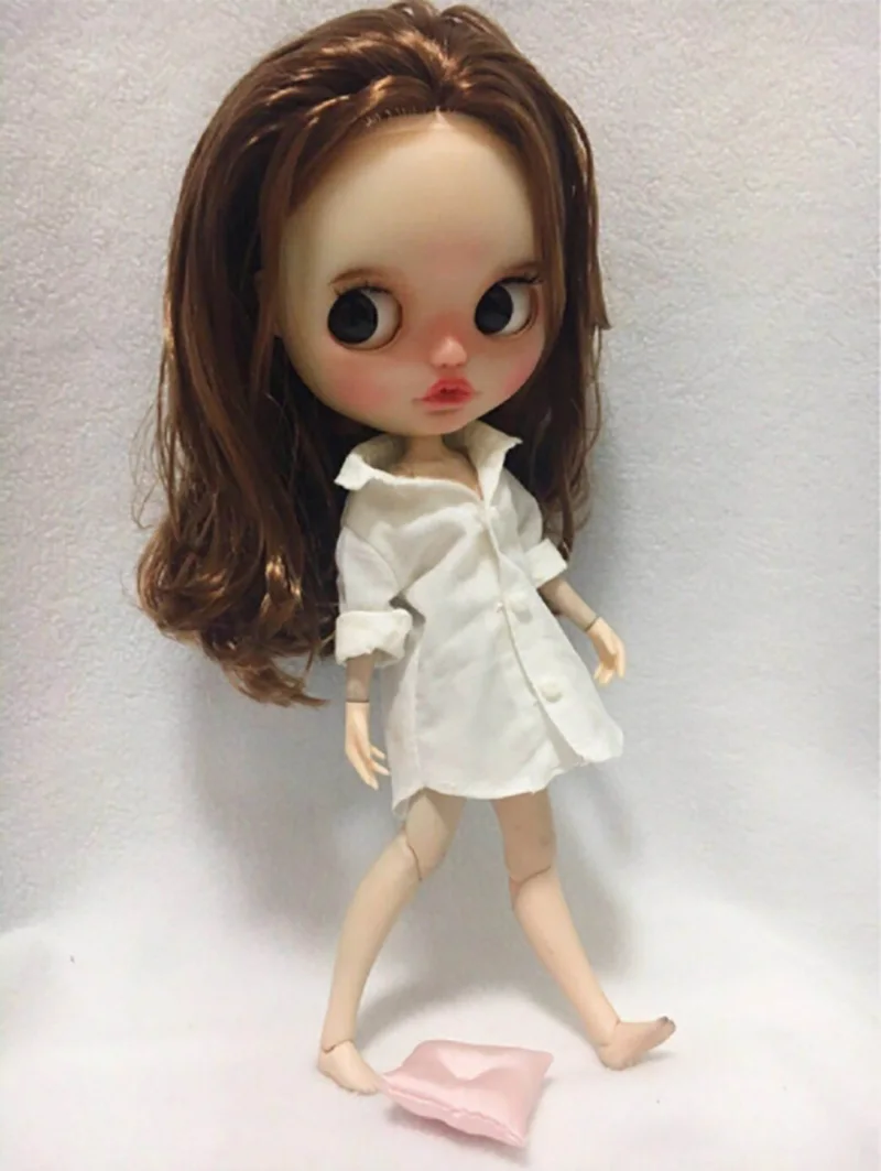 1 шт. белая рубашка синие ультра широкие брюки свободные для Blyth Azone s OB24 куклы