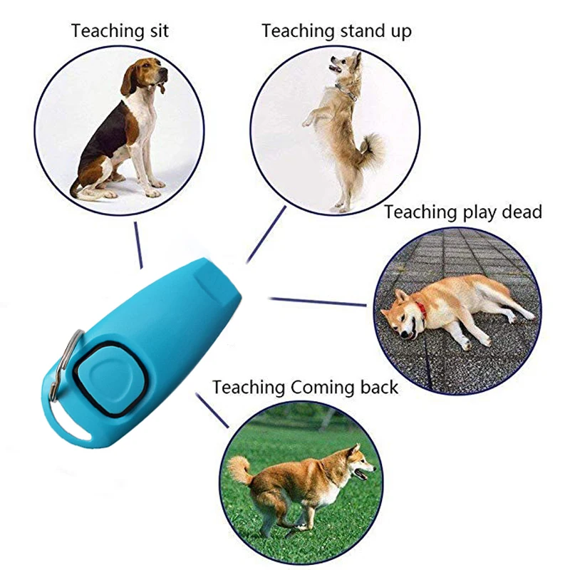 

2 in1 Portable Pet Dog Clickers and Whistle Ring Piece With Key Ring Puppy Dog Training Guide Supplies perro adiestramiento 35