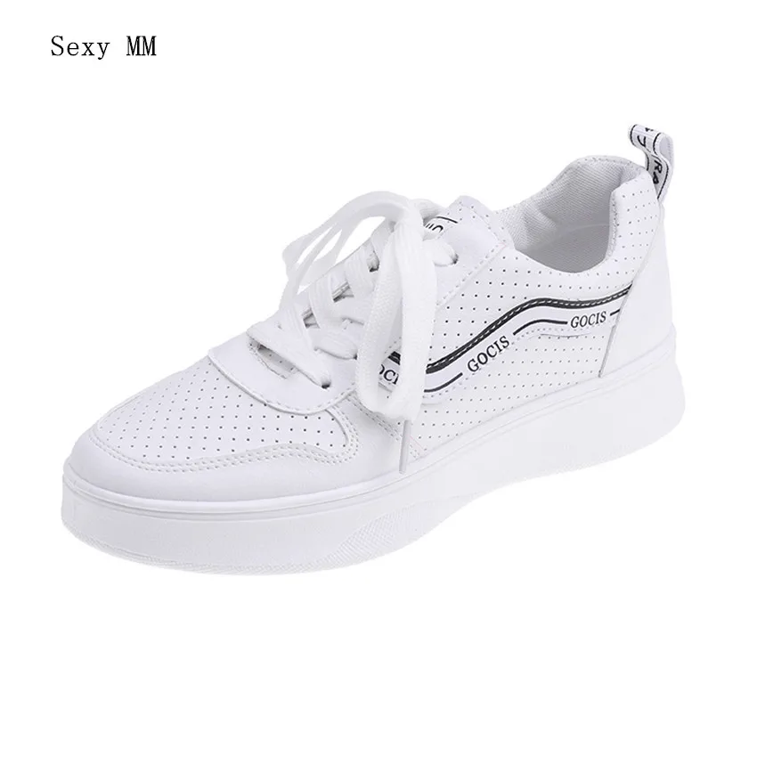 

PU Leather Flats Women Trainers Breathable Lace-Up Shoes Woman Casual Skate Walking Flat Shoes Zapatillas Mujer