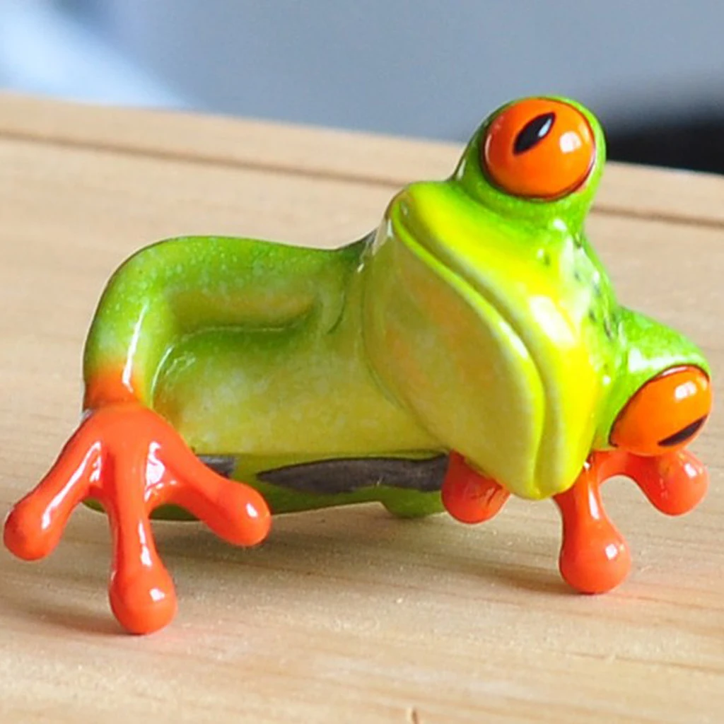 Artificial Resin 3D Craft Frog Decoration Home Decor Office Desk Computer Decoration Gift Favor DIY Handcraft Orgnement 