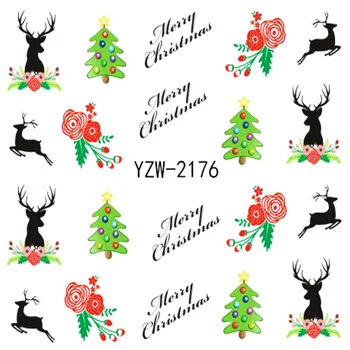 WUF 1 Sheet DIY Water Transfer Christmas Design Nails Nail Art Tips Stickers Decals Decoration 2176