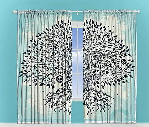 Бирюзовые шторы Творческий дом Декор китайский бонсай Древо жизни с сглаз художественным принтом окна шторы для спальни Гостиная