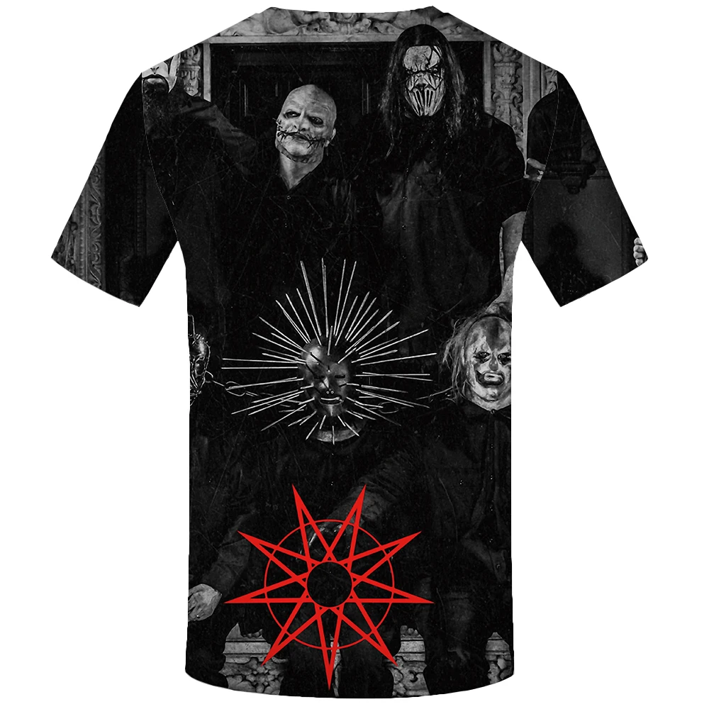 KYKU Slipknot T Shirt Men Character Tshirt Black 3d Printed T-shirt Anime Clothes Punk Rock Tee Band Mens Clothing Summer 2018