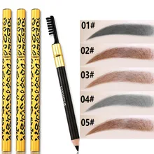 Двухсторонний Золотой Леопардовый карандаш для бровей с щеткой для бровей водонепроницаемый карандаш для макияжа бровей
