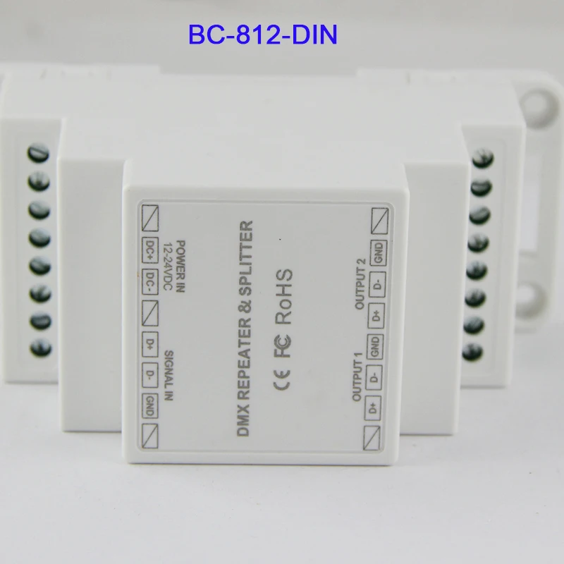 BC-812-DIN/BC-812-DIN-RJ45 DC12-24V din-рейку DMX512 усилитель сигнала Один входной канал, два выходных каналов светодио дный контроллер