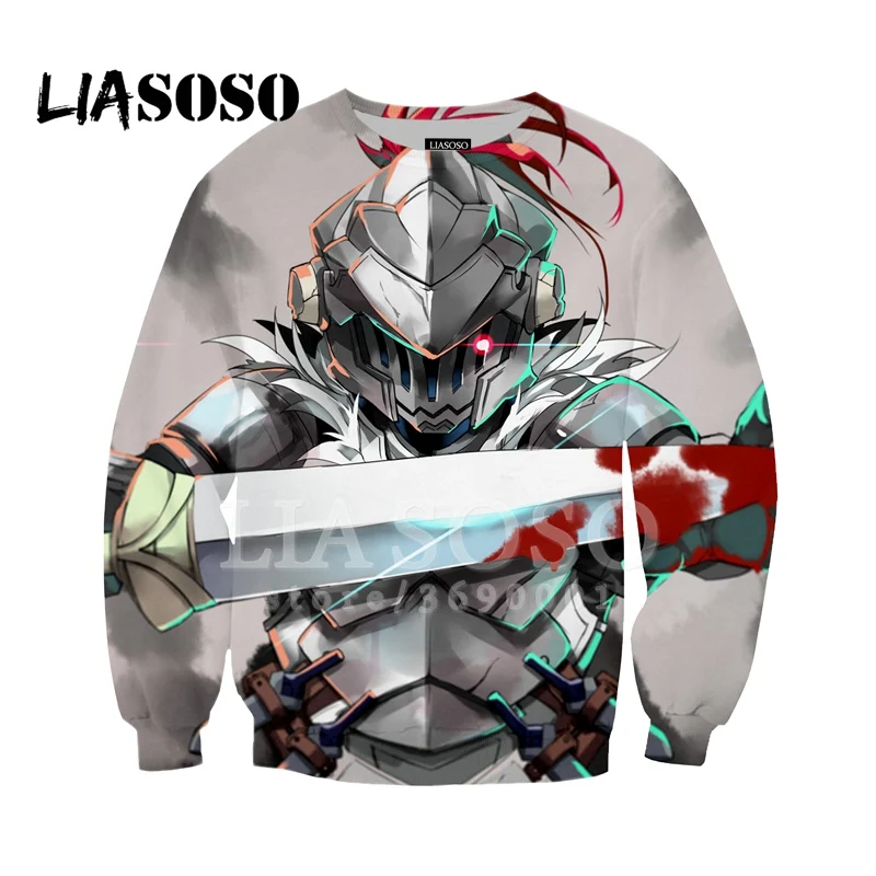 LIASOSO 3D принт Для мужчин Для женщин аниме Гоблин Slayer толстовки худи Харадзюку Повседневное осенние пуловеры с длинными рукавами и круглым