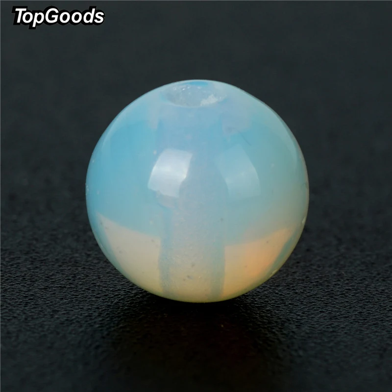 

TopGoods Wholesale White Opal Stone Beads Albumen Round Loose Beads 4-10mm Strand 15" Birthstone For Stone Jewelry Making