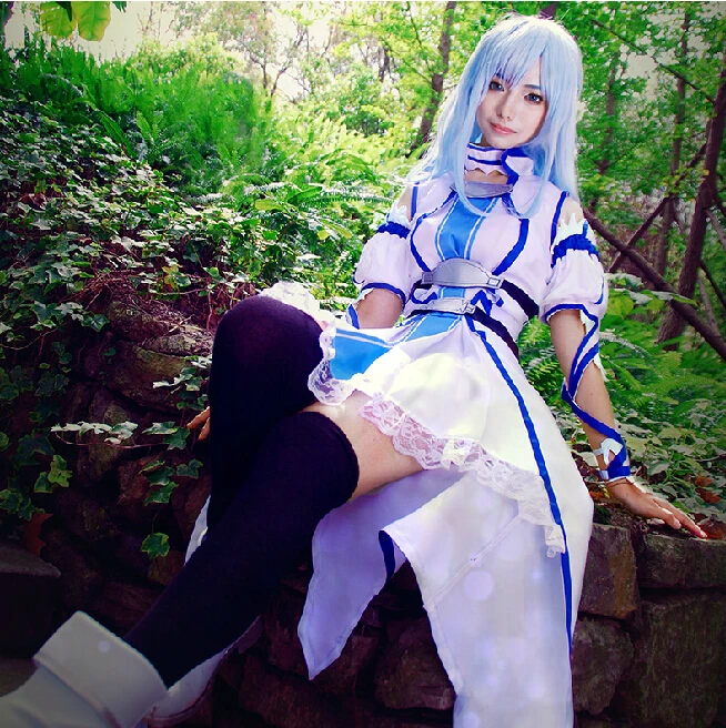 Аниме Sword Art Online САО Юки Асуна маскарадные костюмы голубое платье водяная фея |
