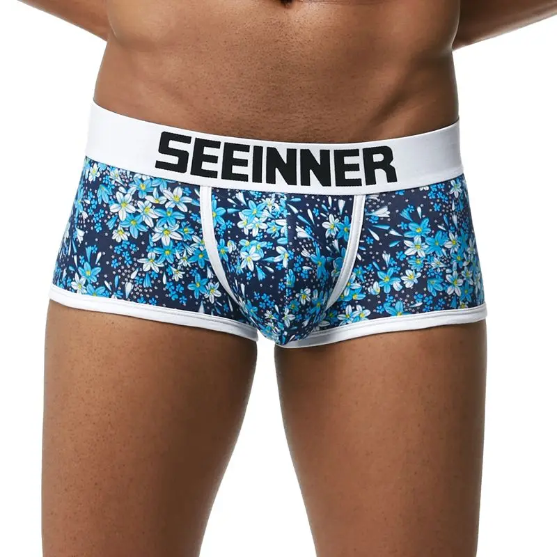 

Brand Underwear Men Boxers Shorts Digital print Men Sexy Cueca Boxer Cotton fashion U convex pouch male/gay underpants