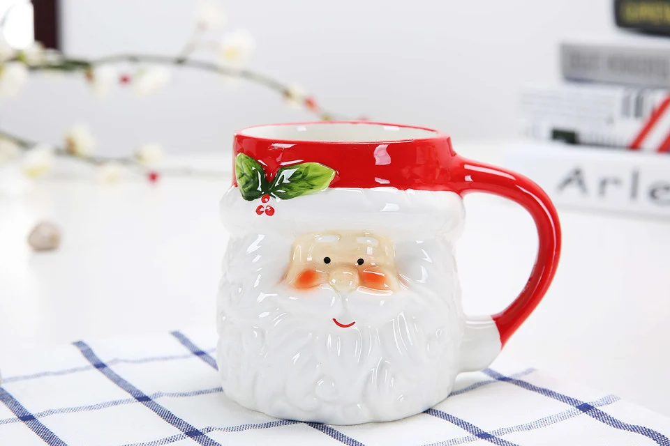 Санта-Клаус, снеговик, кружка лося, Рождественская Подарочная чашка керамическая кружка милая детская чашка молочные кофейные бутылки керамическое молочное стекло 380 мл - Цвет: 02