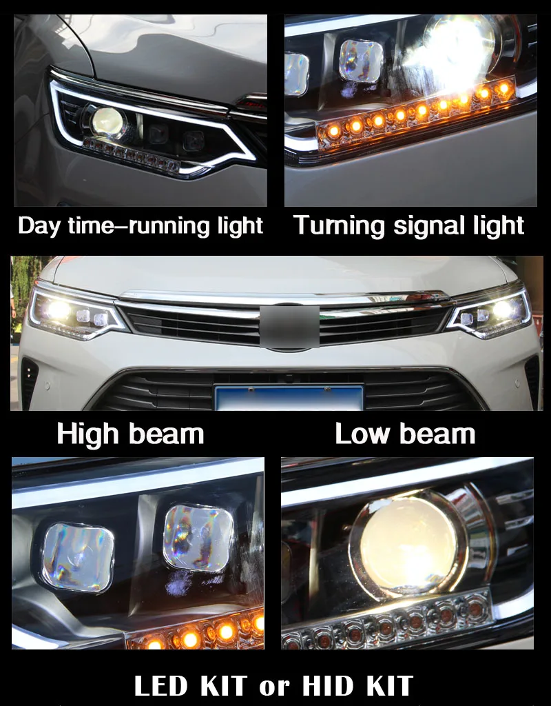 KOWELL автомобильный Стайлинг для Toyota Camry фары- Camry V55 светодиодный фары DRL Биксеноновые линзы Высокий Низкий луч парковка туман
