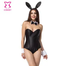 Corzzet negro sexy trajes mujeres de rol conejo de conejito chica uniforme más el tamaño adulto de halloween traje de cosplay