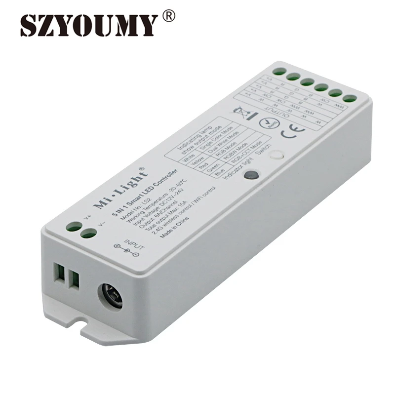 

SZYOUMY WIFI Controller DC 12V-24V LS2 5 In 1 Smart Mi Light LED Controller For RGBW RGBWW LED Strip Light DHL Free Shipping