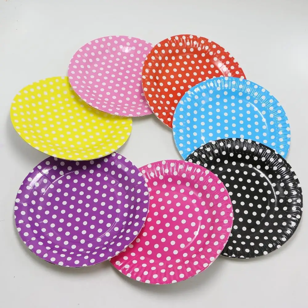 Polka Dot paper plates 7inch 10pcs/lot round plates party supplies for