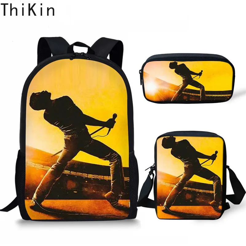THIKIN Children School Bags Queen Band Bohemian Rhapsody Printing Large Shoulder Backpack 3Pcs/set Kids Custom Students Bookbags THIKIN Children School Bags Queen Band Bohemian Rhapsody Printing Large Shoulder Backpack 3Pcs/set Kids Custom Students Bookbags