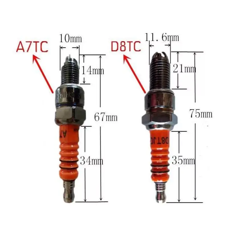 

3-Electrode Motorcycle Spark Car Auto Replacement Parts Spark Plugs High Performance Plug A7TC D8TC for 50cc-150cc ATV New
