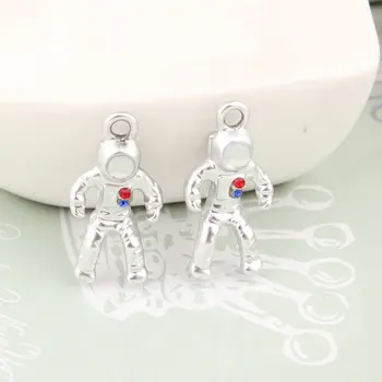 

Diy jewelry making 30pcs/lot silver color astronaut shape pendants charms fit earrings/garments/keychain accessory