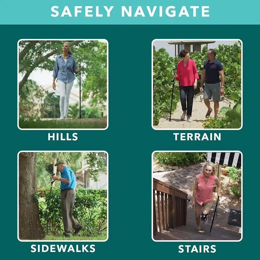 

1 Hiking Walk Mens posture cane hiking poles crutches Safety Elderly Walking Stick Telescopic Canes Crutch Staff Folding Grip