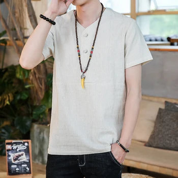 

2019 Sinicism Summer NEW Fashion Daily Mens Long Sleeve Shirt Cotton Linen Beach Loose Fit Stand Tops Blouse Freeship S-3XL