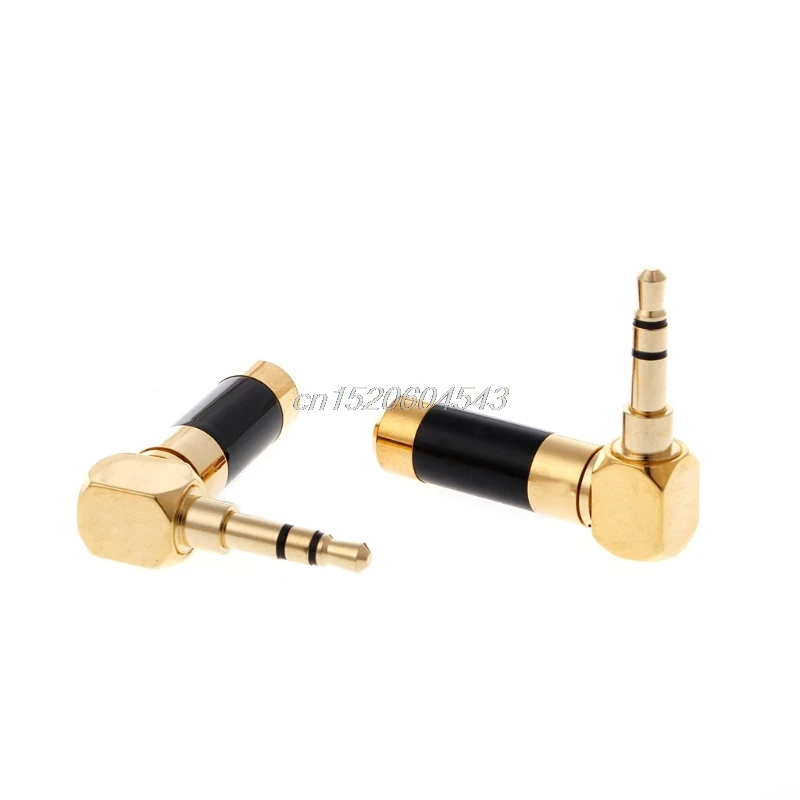 

2 Pcs Right Angle Gold Plated 3.5mm Stereo Mini Jack Plug Connector Carbon Fiber R27 Drop Ship