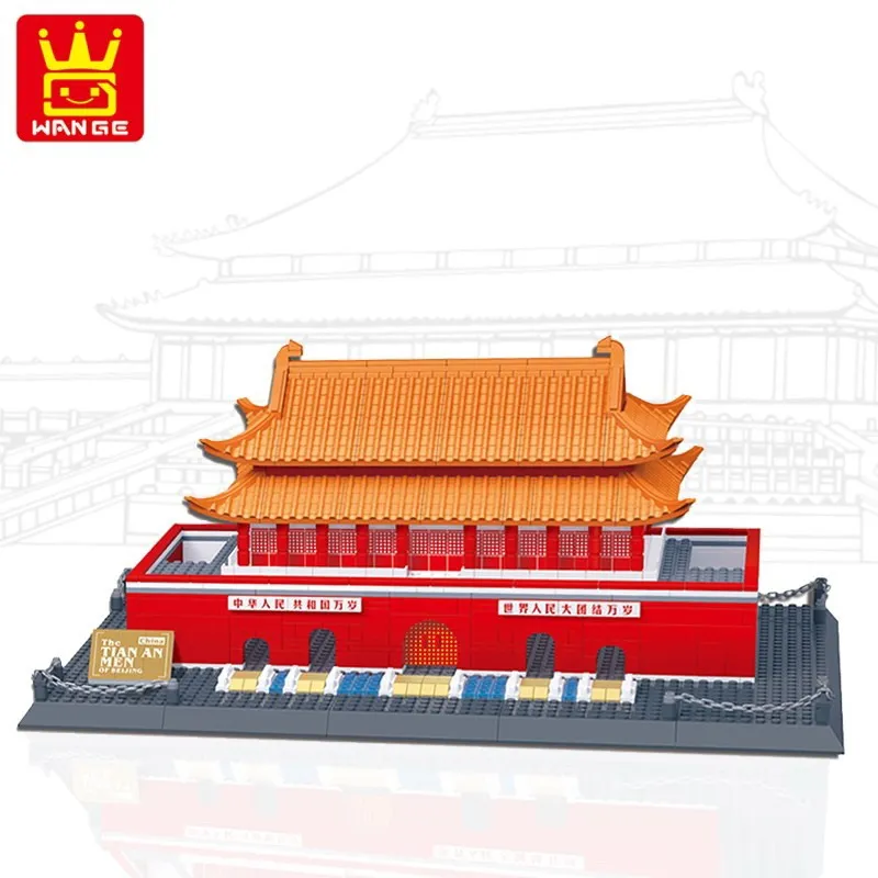 

5218 Wange Architecture The Beijing Tiananmen Model Building Blocks Enlighten Figure Toys For Children Compatible Legoe