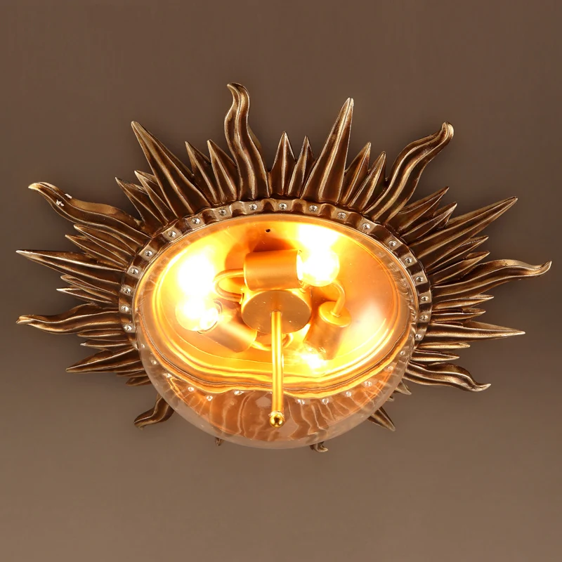 Whole Sun Ceiling Light From China Retro Loft Ceiling Light Creative Personality Living Room Bedroom Dining Decorative Cafe Athens Sun Lamp