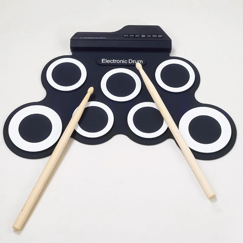 Портативный электронный барабан цифровой USB 7 колодки складной барабан набор силиконовые электрические барабанные колодки комплект с