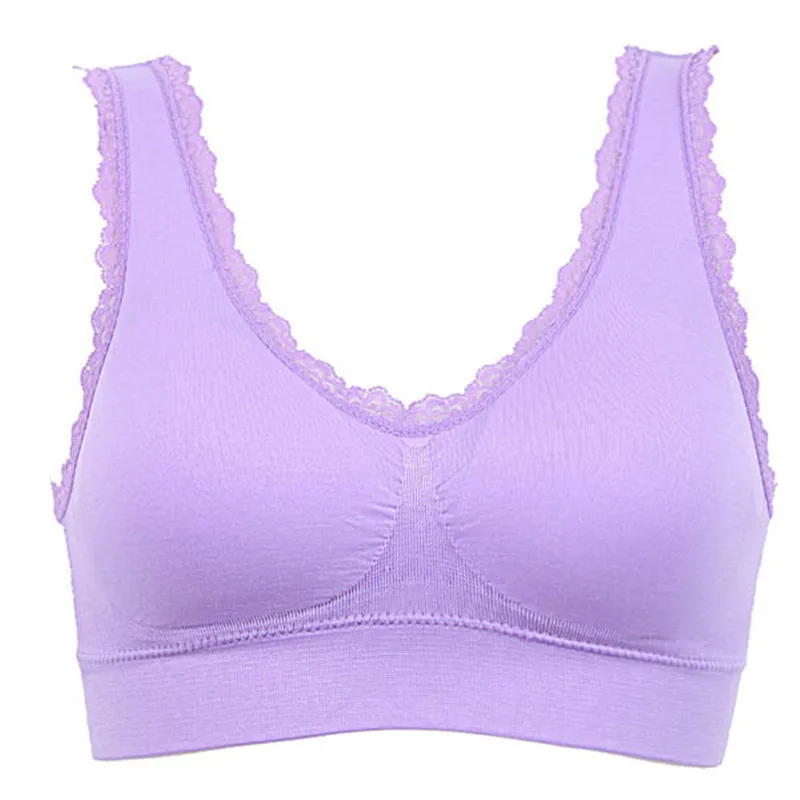 Solid Color Women Seamless Fitness Breathable Lace Bras Tops Underwear